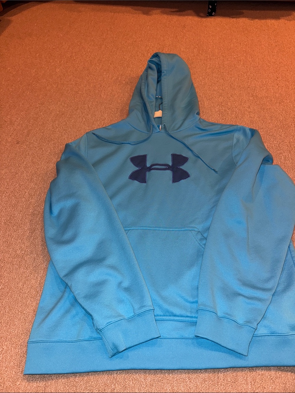 Under Armour Light Blue Hoodie with Navy Logo Pullover